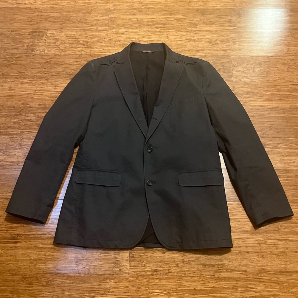Tasso Elba Tailored Fit Military-Inspired Epaulet Blazer Dark Gray Men’s L